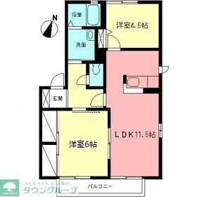 ジョイハウス(2LDK/1階)の間取り写真