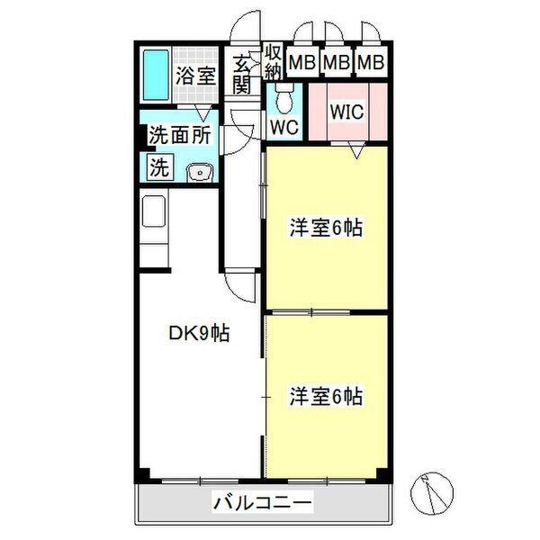 ロイヤルハイツ平針(2DK/14階)の間取り写真