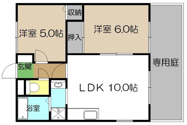 メゾン・ファンテーヌ(2LDK/1階)の間取り写真