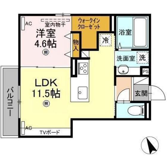 フェリーチェ舟入(1LDK/2階)の間取り写真