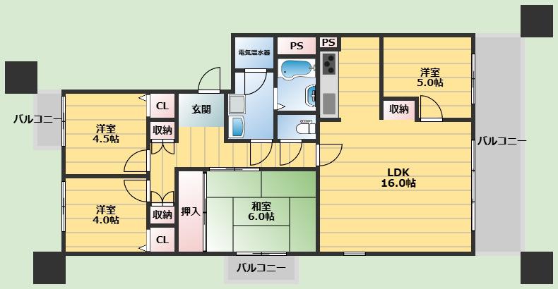 イトーピア桃山台マンション(4LDK/3階)の間取り写真