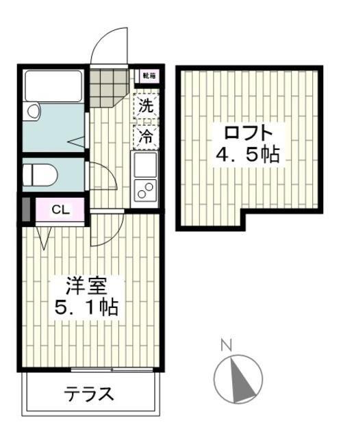 ルチェンテS(1K/2階)の間取り写真