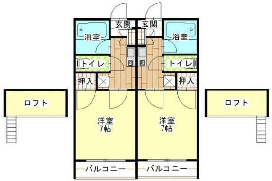 シャンドール東福山(1K/2階)の間取り写真