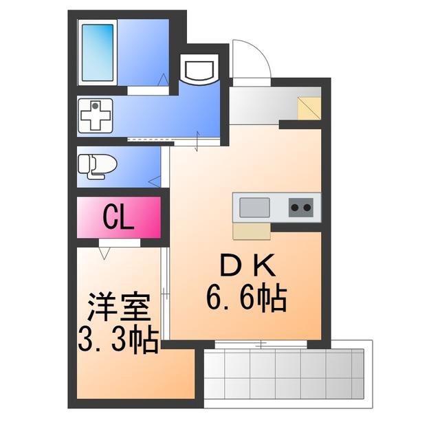 大浜北町シーエム・シス(1DK/4階)の間取り写真