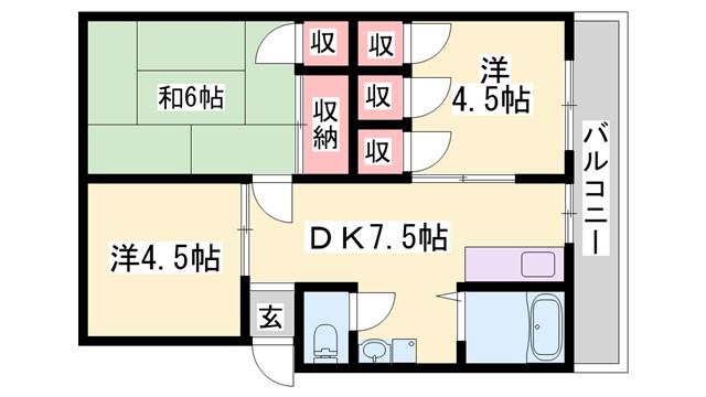 アーバン朝来(3DK/1階)の間取り写真