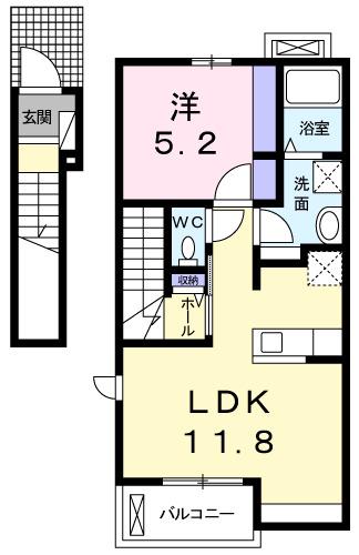 プロムナード スカイ(1LDK/2階)の間取り写真