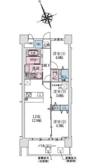 スプランディッド大阪NAMBA LINE(3LDK/14階)の間取り写真