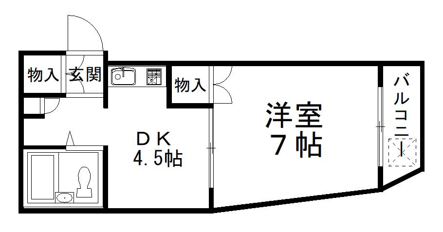 ラヴィベール上池田(1DK/4階)の間取り写真