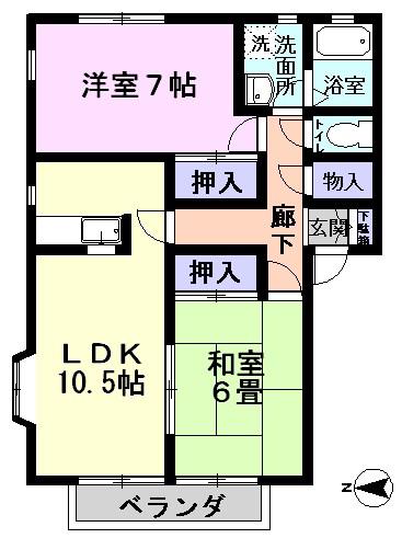 ベリエールミスズ3番館(2LDK/2階)の間取り写真