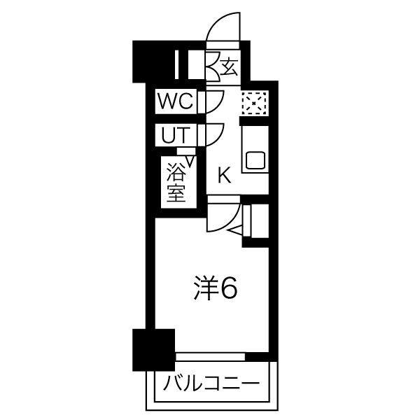 ファステート難波ヴィラント(1K/6階)の間取り写真