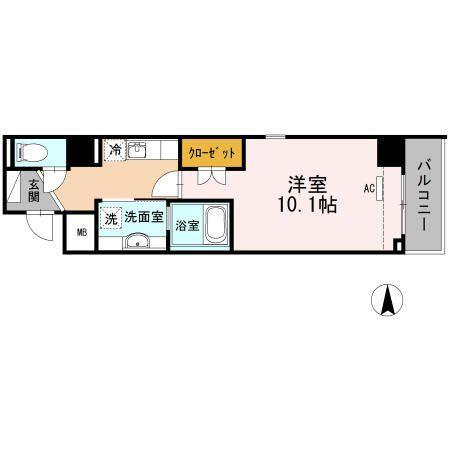 グランディーノ早稲田(1K/3階)の間取り写真
