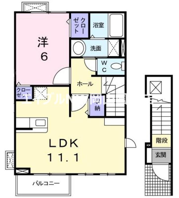 FLEUR・N(1LDK/2階)の間取り写真