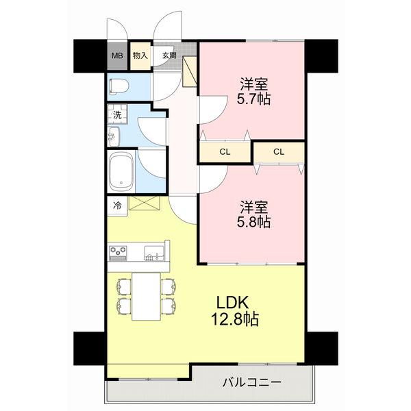 グランドソレーユ(2LDK/1階)の間取り写真