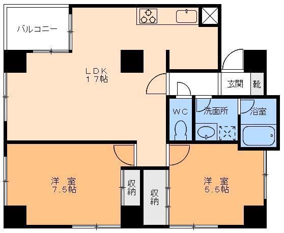 GRAZIOSO グラツィオーソ(2LDK/3階)の間取り写真