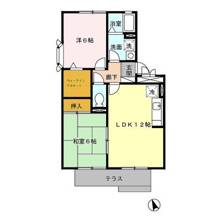 セジュール未来 B(2LDK/1階)の間取り写真