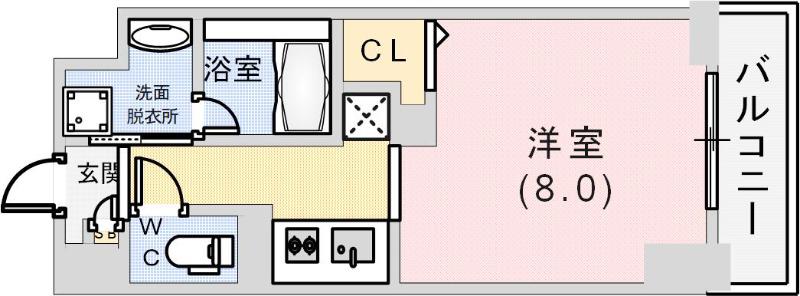 フェリーチェヴィータ(1K/2階)の間取り写真