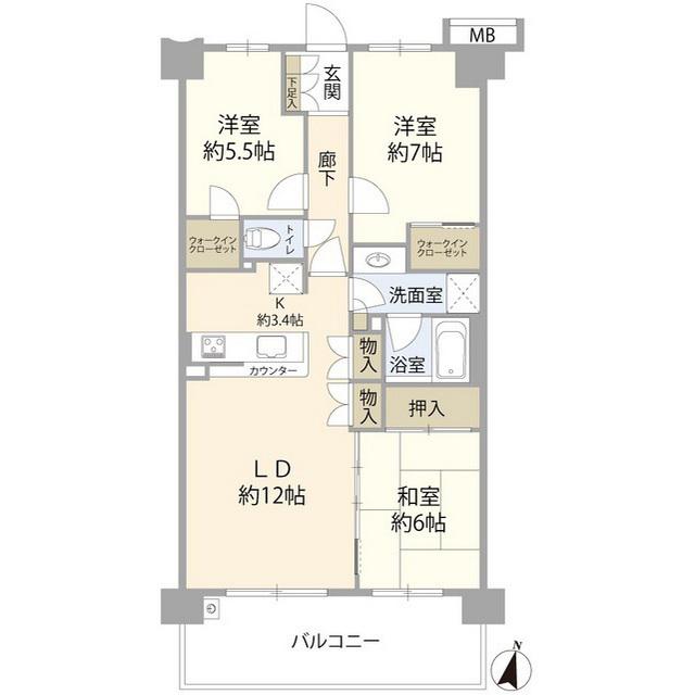 エクシオ守谷御所ケ丘(3LDK/3階)の間取り写真