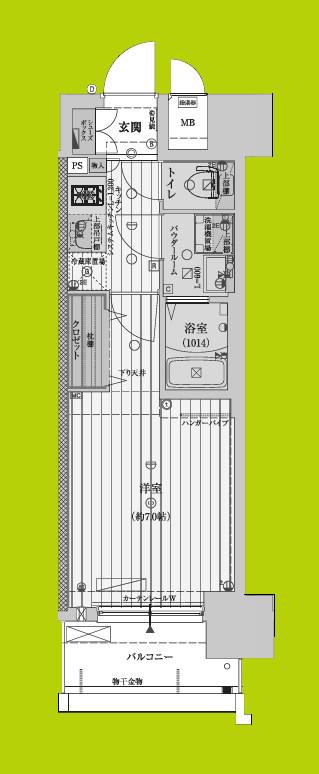 ファーストフィオーレ新町ファジスタ(1K/5階)の間取り写真