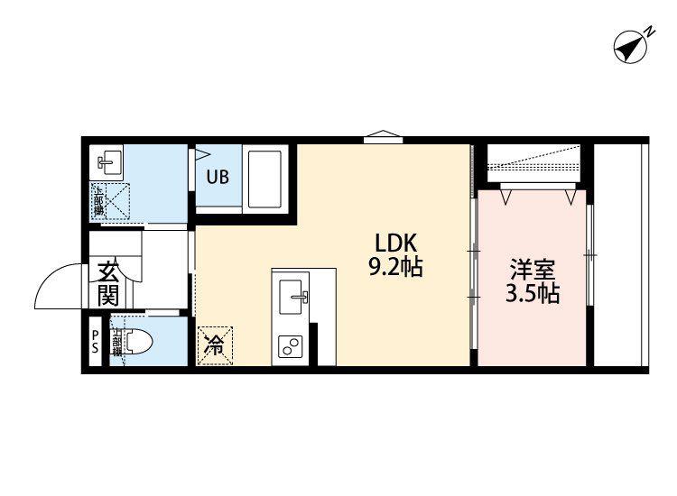 SERENITE VERTE(1LDK/2階)の間取り写真
