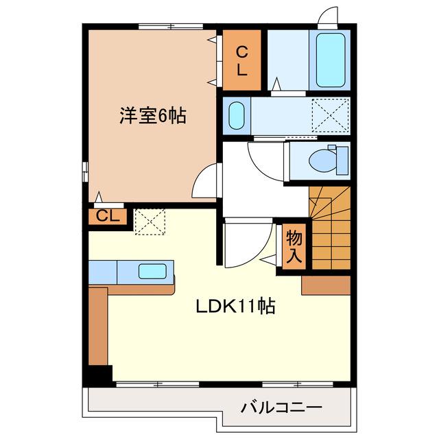 ヴィラアンシャンテ(1LDK/2階)の間取り写真