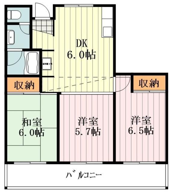 リバーサイド北田園(3DK/2階)の間取り写真