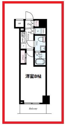 トラディスライズ錦糸町(1K/2階)の間取り写真