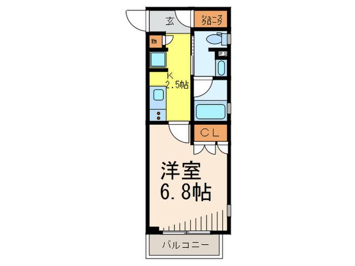ドミツィール蒲田(1K/2階)の間取り写真