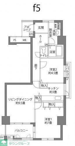 ファンテ(2LDK/6階)の間取り写真