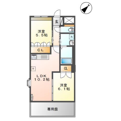 ディアステージシャロン(2LDK/1階)の間取り写真