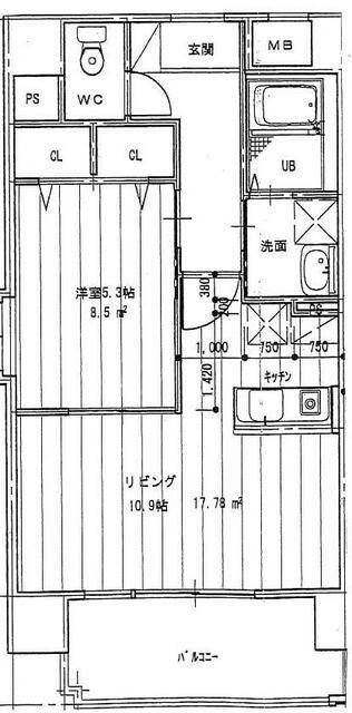 プレシャス(1LDK/7階)の間取り写真