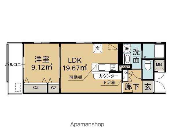 リヴェル紺屋町(1LDK/1階)の間取り写真