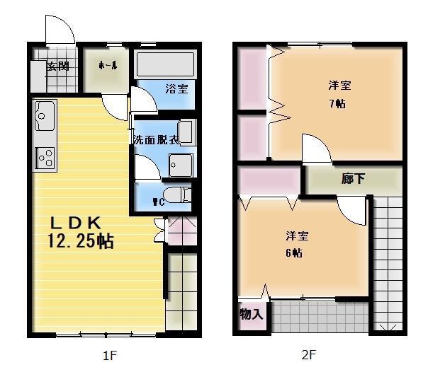 ガルテン宿畑 A棟(2LDK/1階)の間取り写真