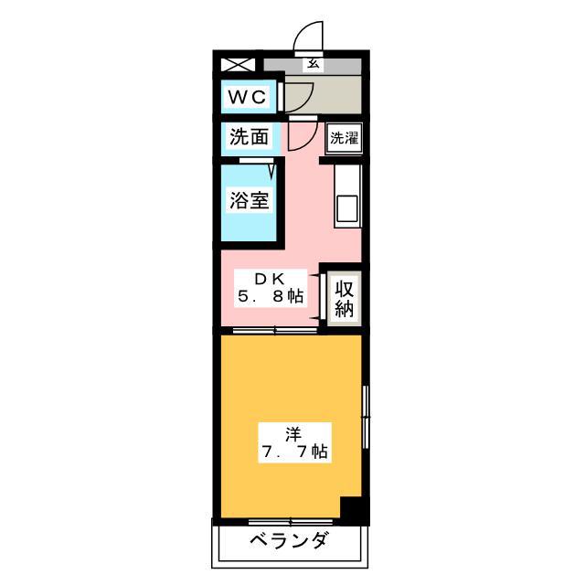 コスモタウン(1DK/2階)の間取り写真