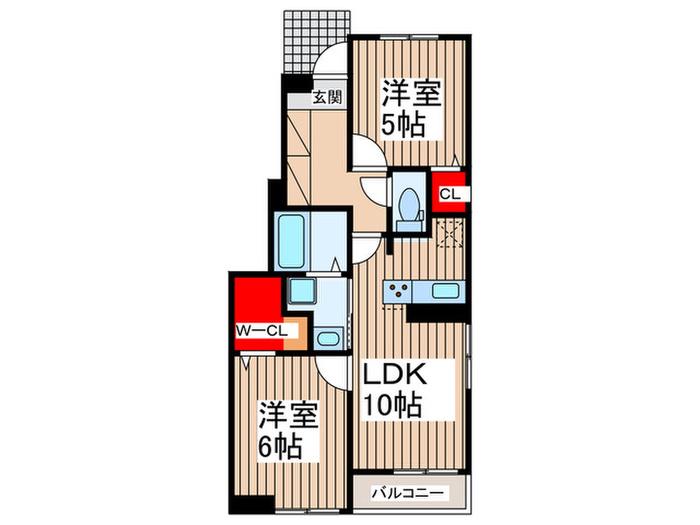 アルバ B(2LDK/1階)の間取り写真