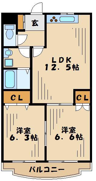 グローサーベア(2LDK/2階)の間取り写真