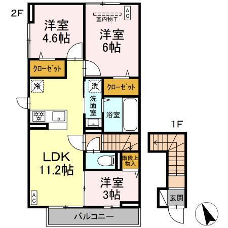 ジェルベーラ(3LDK/2階)の間取り写真