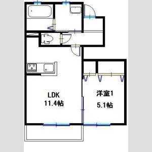 ルミエール北脇II(1LDK/1階)の間取り写真