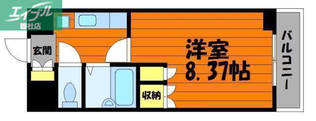 ジュネス天領I(1K/2階)の間取り写真