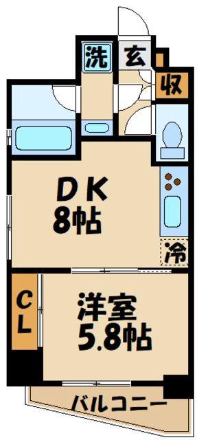 B CITY APARTMENT SUGINAMI TAKAIDO(1LDK/5階)の間取り写真