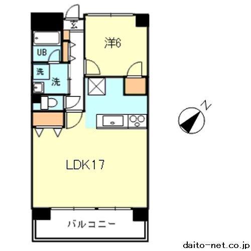 リバーデール(1LDK/4階)の間取り写真