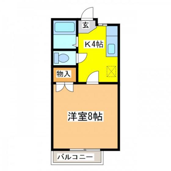 プラネット寺家 A(1K/2階)の間取り写真