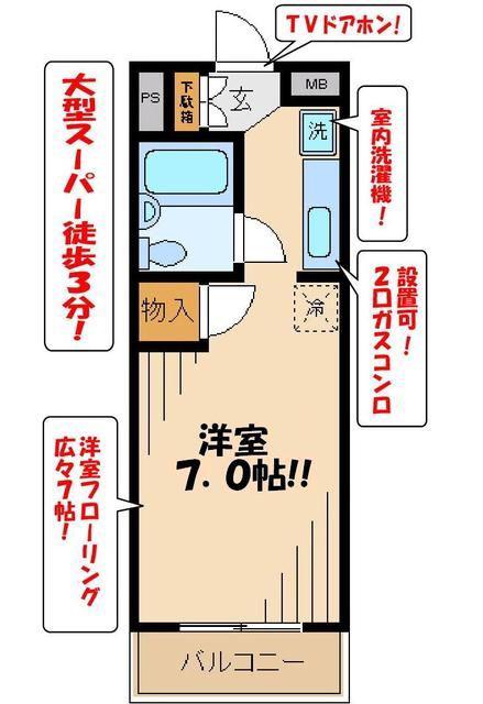 リファインド和田(1K/1階)の間取り写真