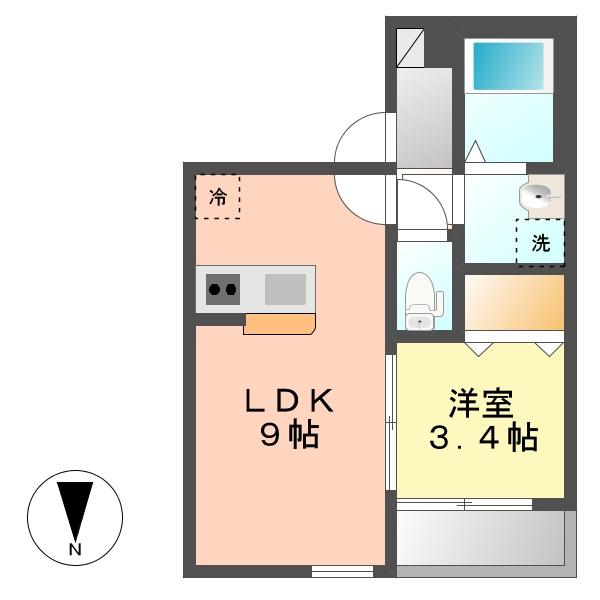 ブルーノート(1LDK/3階)の間取り写真