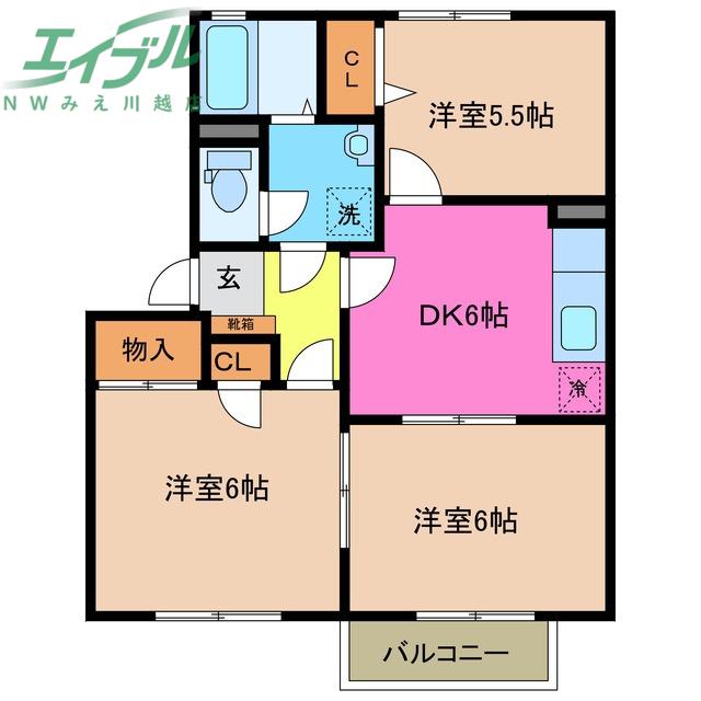 パストラルC(3DK/1階)の間取り写真