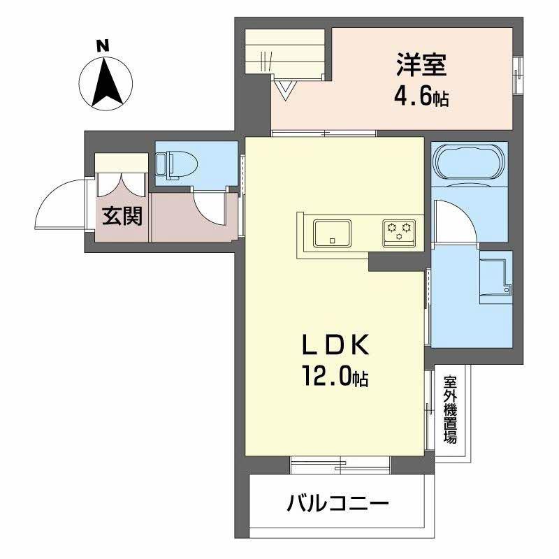 ユイロ中津(1LDK/3階)の間取り写真