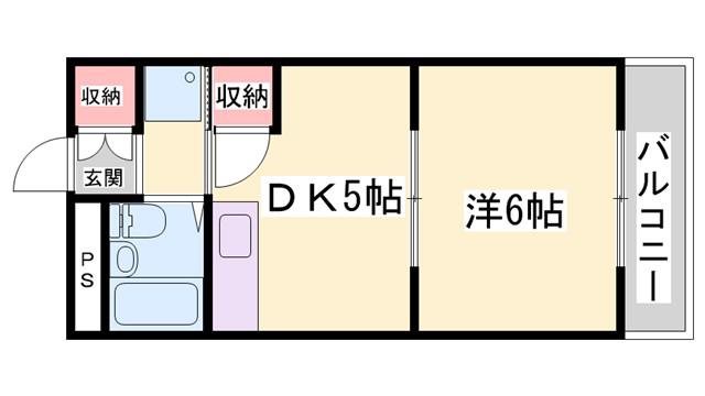 サンハイツ多井田C棟(1DK/2階)の間取り写真