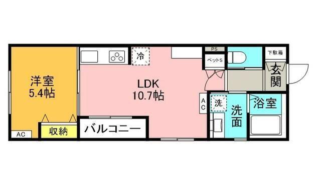 駒沢公園テラス(1LDK/3階)の間取り写真