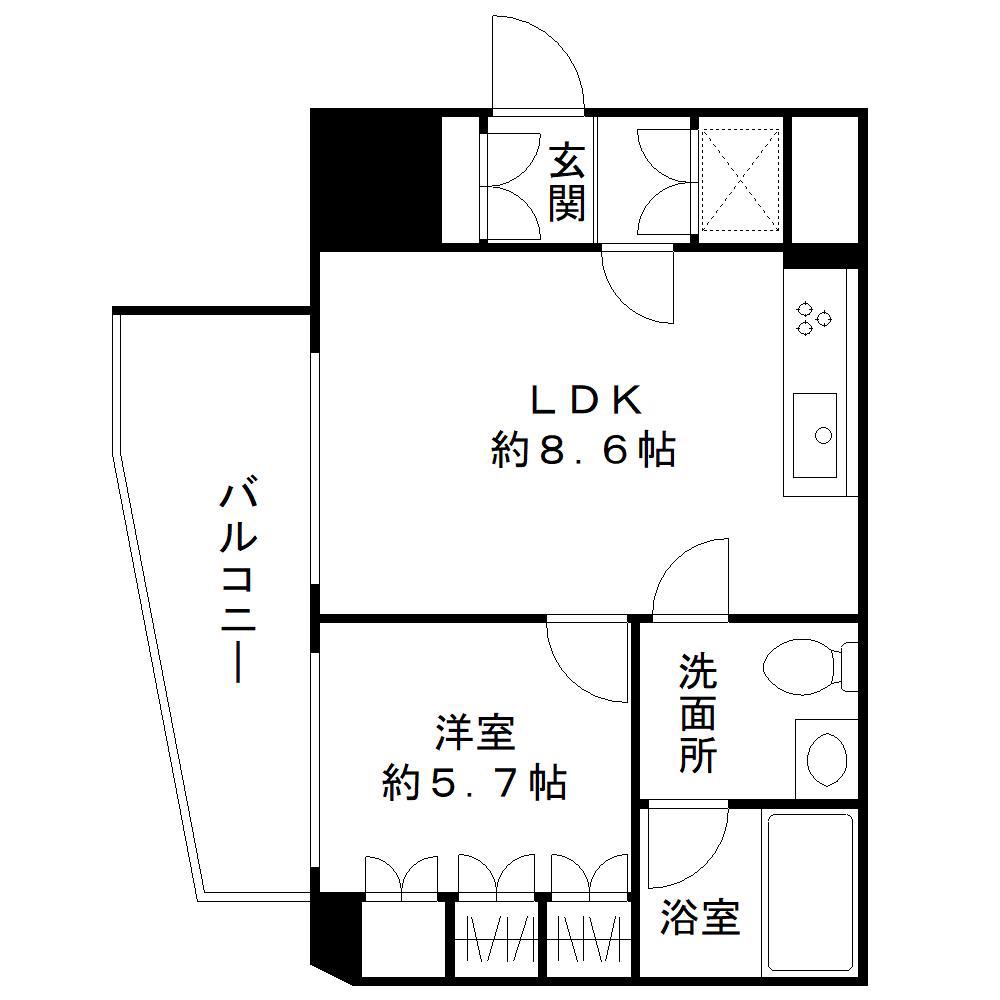 FEEL M西新宿(1LDK/9階)の間取り写真