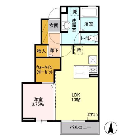 マグノリア(1LDK/1階)の間取り写真