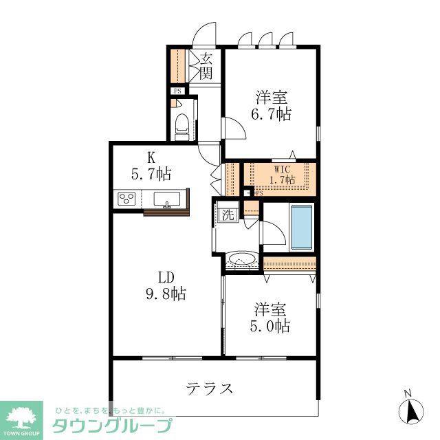 BAMBOU DEUX(2LDK/1階)の間取り写真